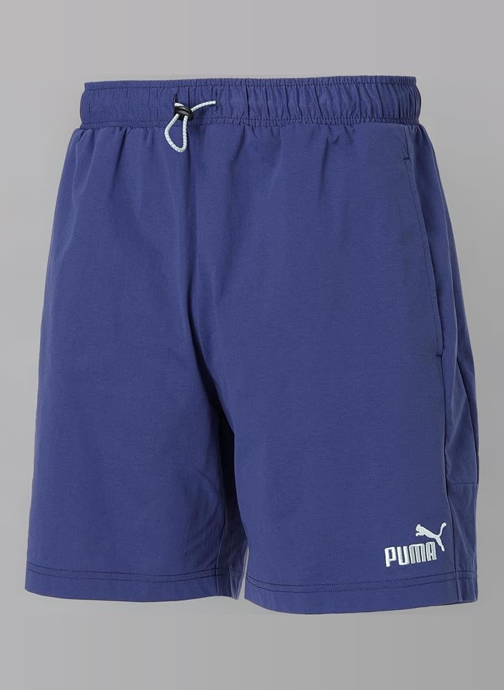 【L】プーマ ゴルフ PUMA GOLF P シアサッカー ショートパンツ 紺 送料無料 新品 PUMA GOLF フラッグプリント シアサッカー